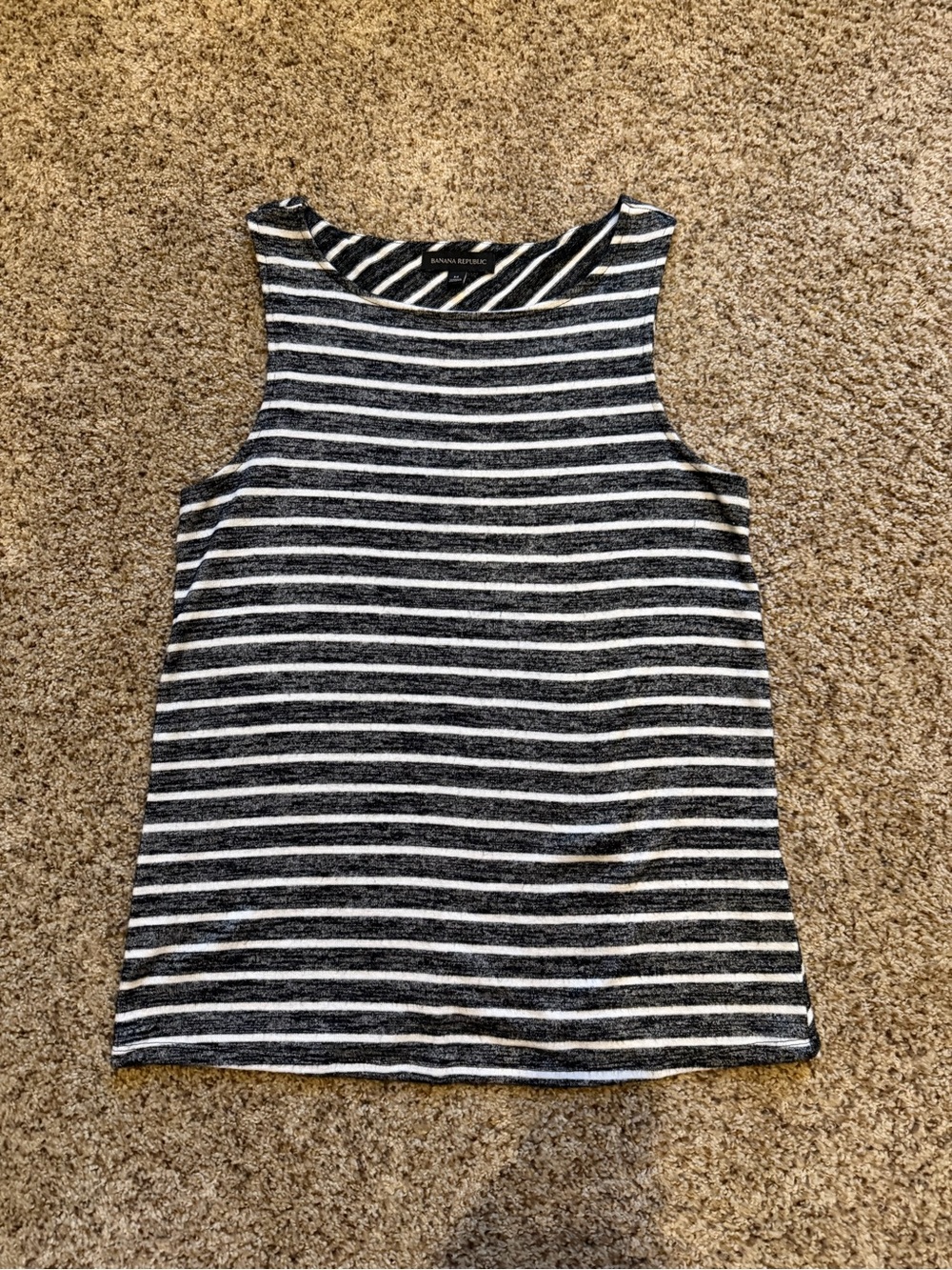 Banana Republic Black & White Striped Sleeveless Tank